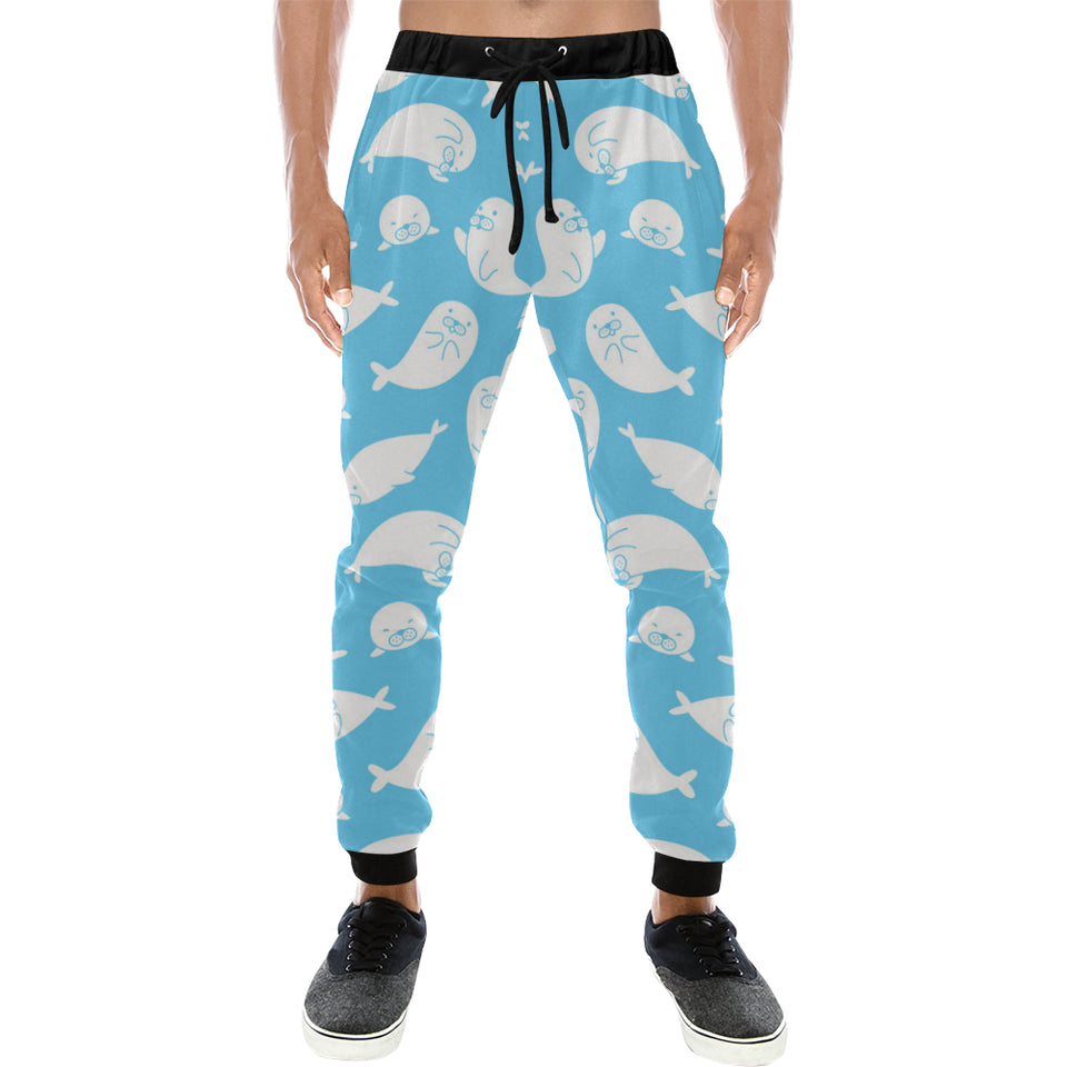 Cute white sea lion seals pattern Unisex Casual Sweatpants