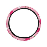 cherry flower pattern pink background Car Steering Wheel Cover