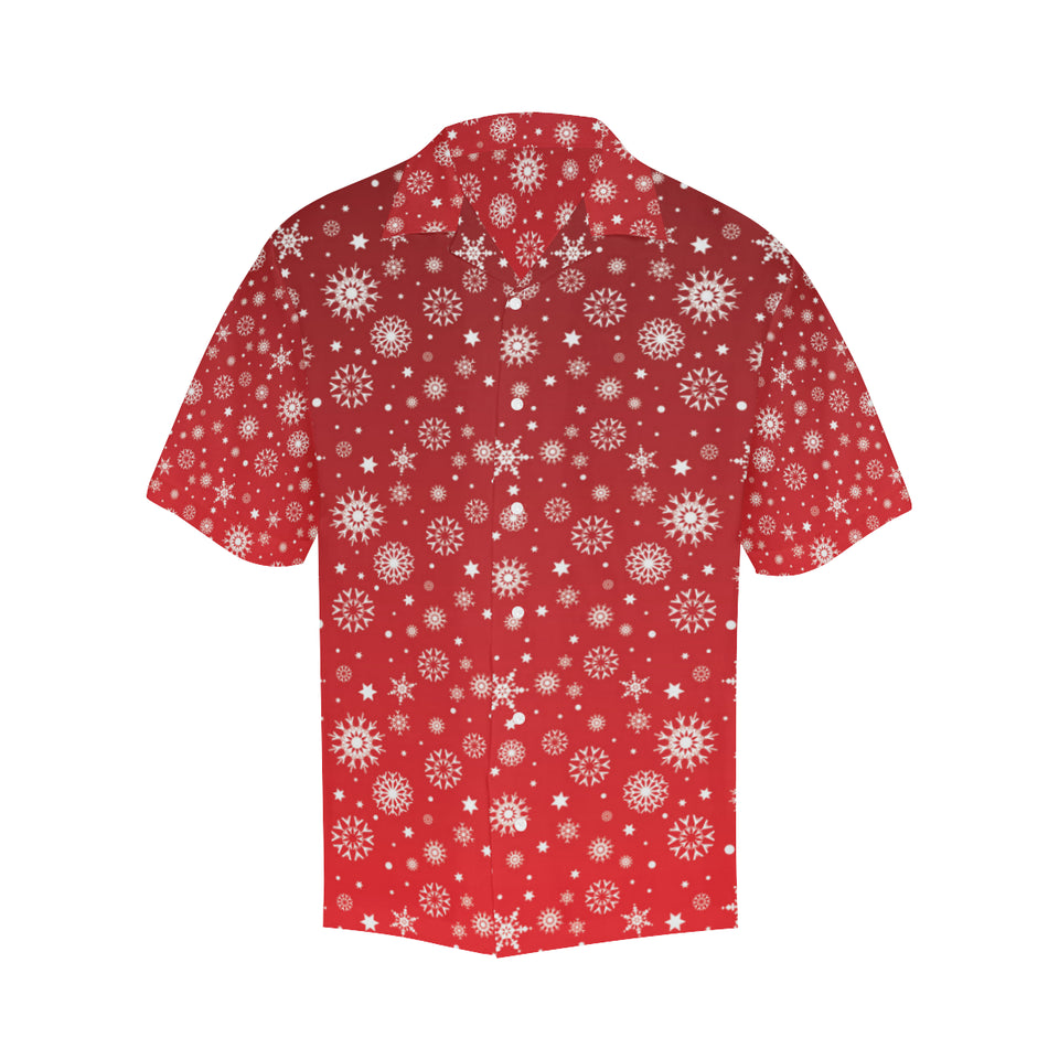 Snowflake pattern red background Men's All Over Print Hawaiian Shirt