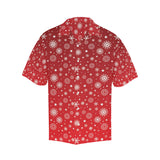 Snowflake pattern red background Men's All Over Print Hawaiian Shirt