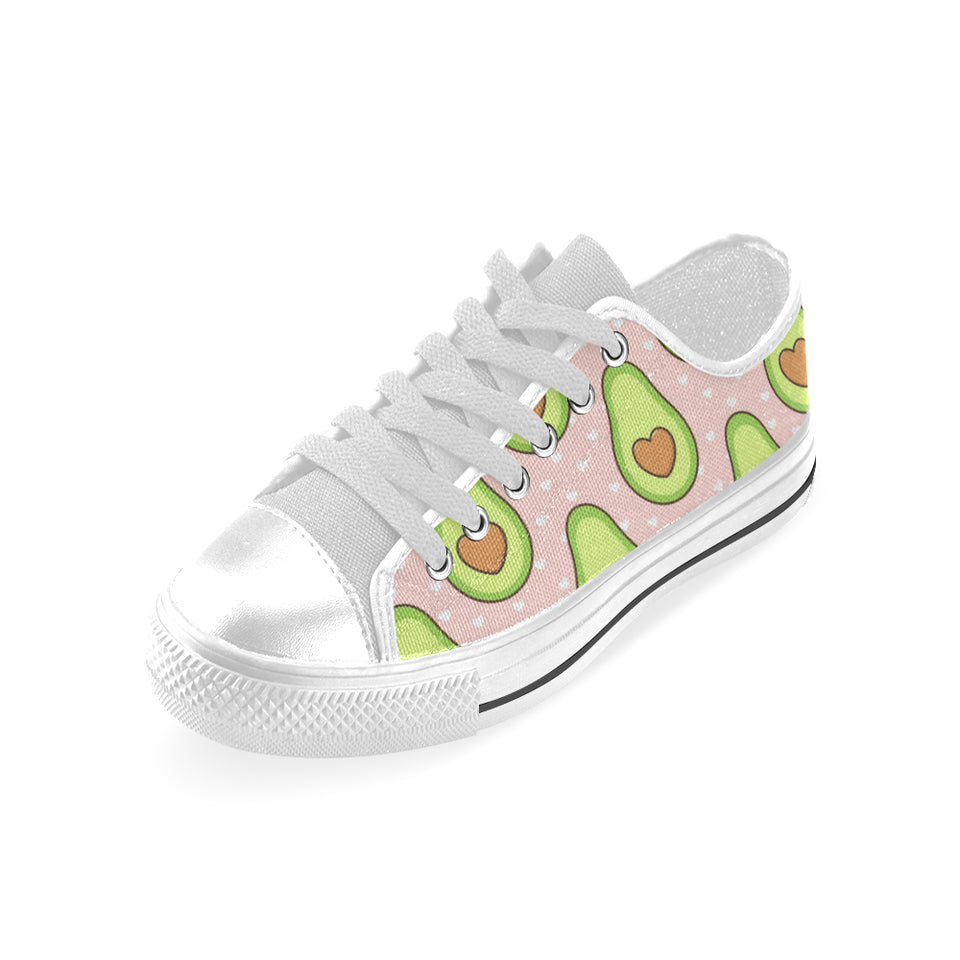 Avocado heart pink background Men's Low Top Shoes White
