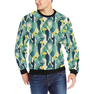 Toucan tropical leaves design pattern Men's Crew Neck Sweatshirt