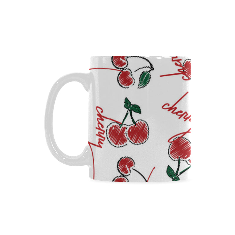 Hand drawn cherry pattern Classical White Mug (Fulfilled In US)