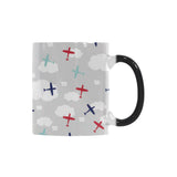 Airplane cloud grey background Morphing Mug Heat Changing Mug