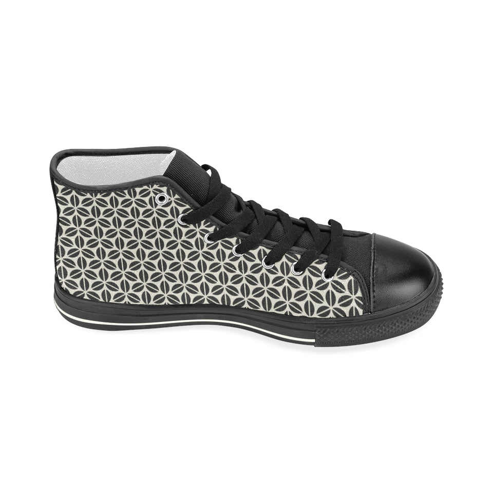 Coffee bean abstract modern pattern Women's High Top Canvas Shoes Black