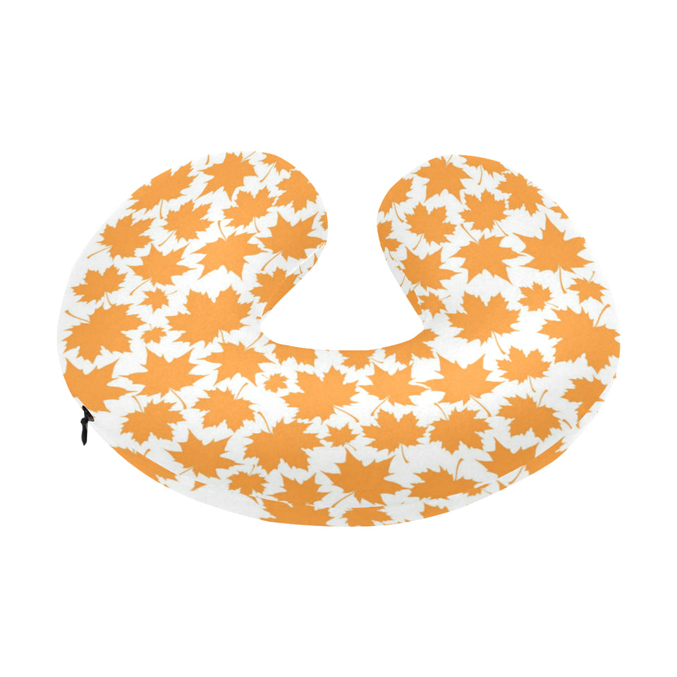 Orange Maple Leaf pattern U-Shaped Travel Neck Pillow