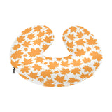 Orange Maple Leaf pattern U-Shaped Travel Neck Pillow