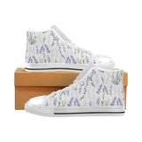 Hand painting Watercolor Lavender Men's High Top Canvas Shoes White