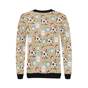Cow bottle of milk pattern Women's Crew Neck Sweatshirt