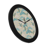 Bonsai bamboo stork japanese pattern cream theme Elegant Black Wall Clock