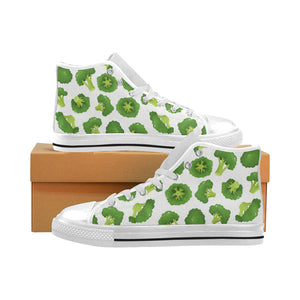 Cute broccoli pattern Men's High Top Canvas Shoes White