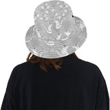 white swan gray background Unisex Bucket Hat