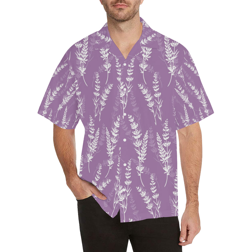 Lavender flowers purple pattern Men's All Over Print Hawaiian Shirt