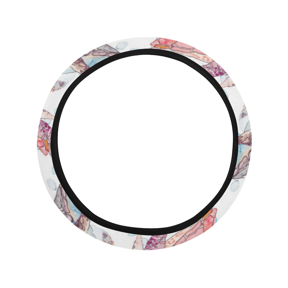 Watercolor sea turtle jellyfish pattern Car Steering Wheel Cover