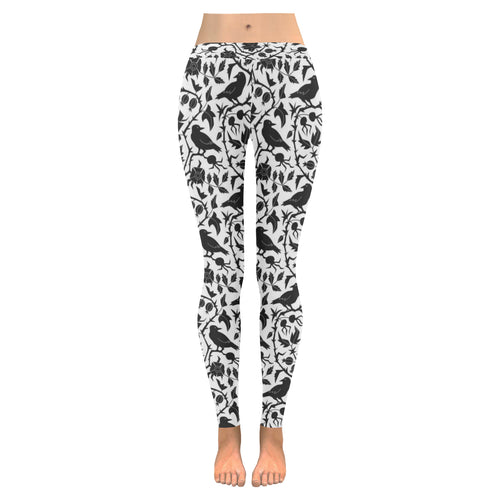 Crow dark floral pattern Women's Legging Fulfilled In US