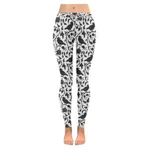 Crow dark floral pattern Women's Legging Fulfilled In US