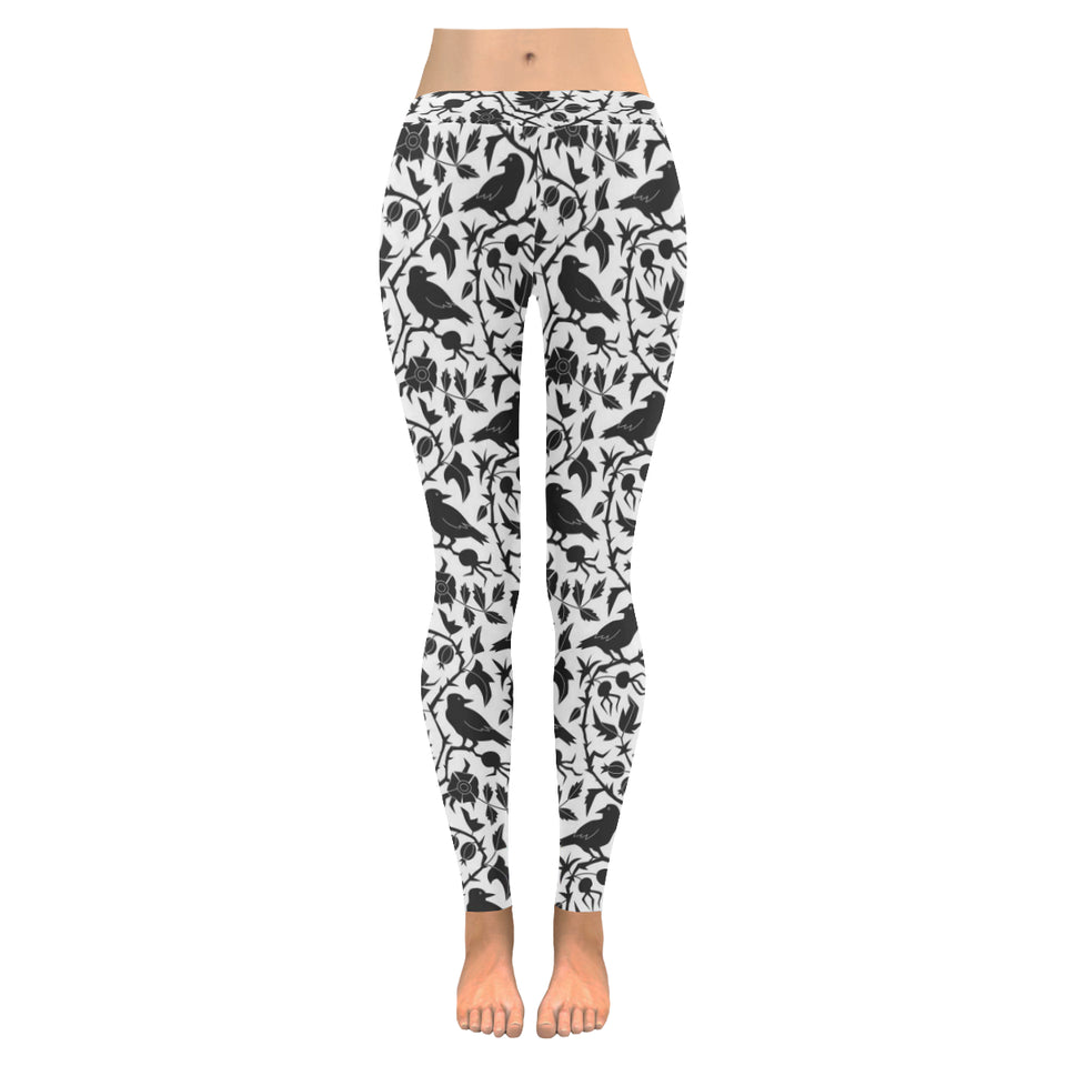 Crow dark floral pattern Women's Legging Fulfilled In US
