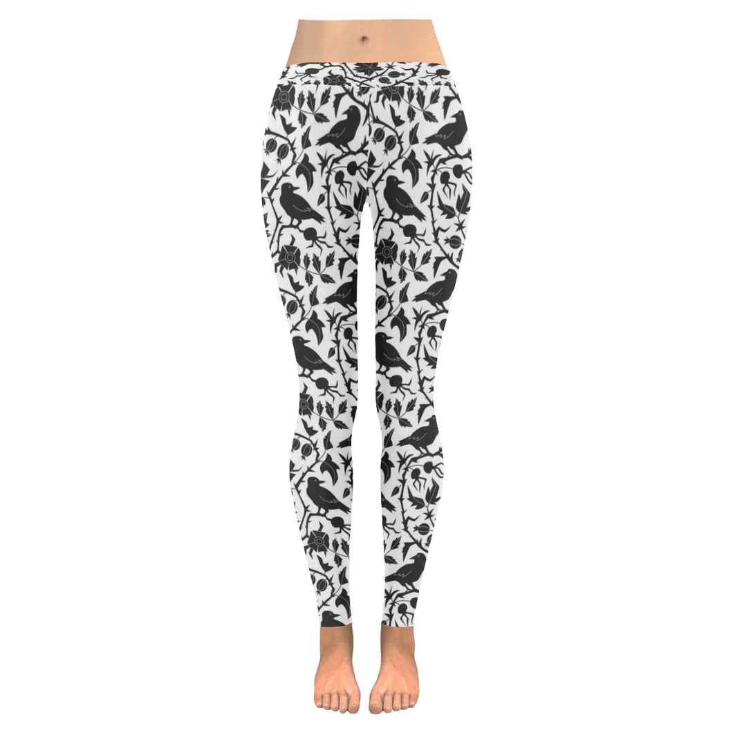 Crow dark floral pattern Women's Legging Fulfilled In US
