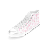 Watercolor pink heart pattern Women's High Top Canvas Shoes White