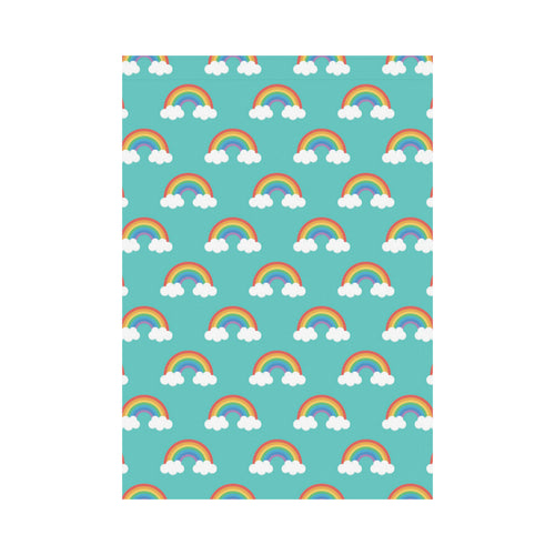 Rainbow pattern green background House Flag Garden Flag