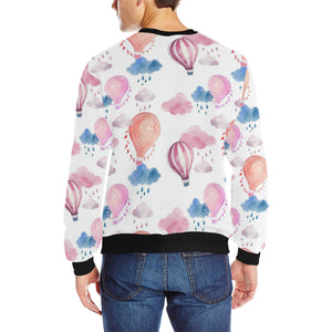 Watercolor air balloon cloud pattern Men's Crew Neck Sweatshirt