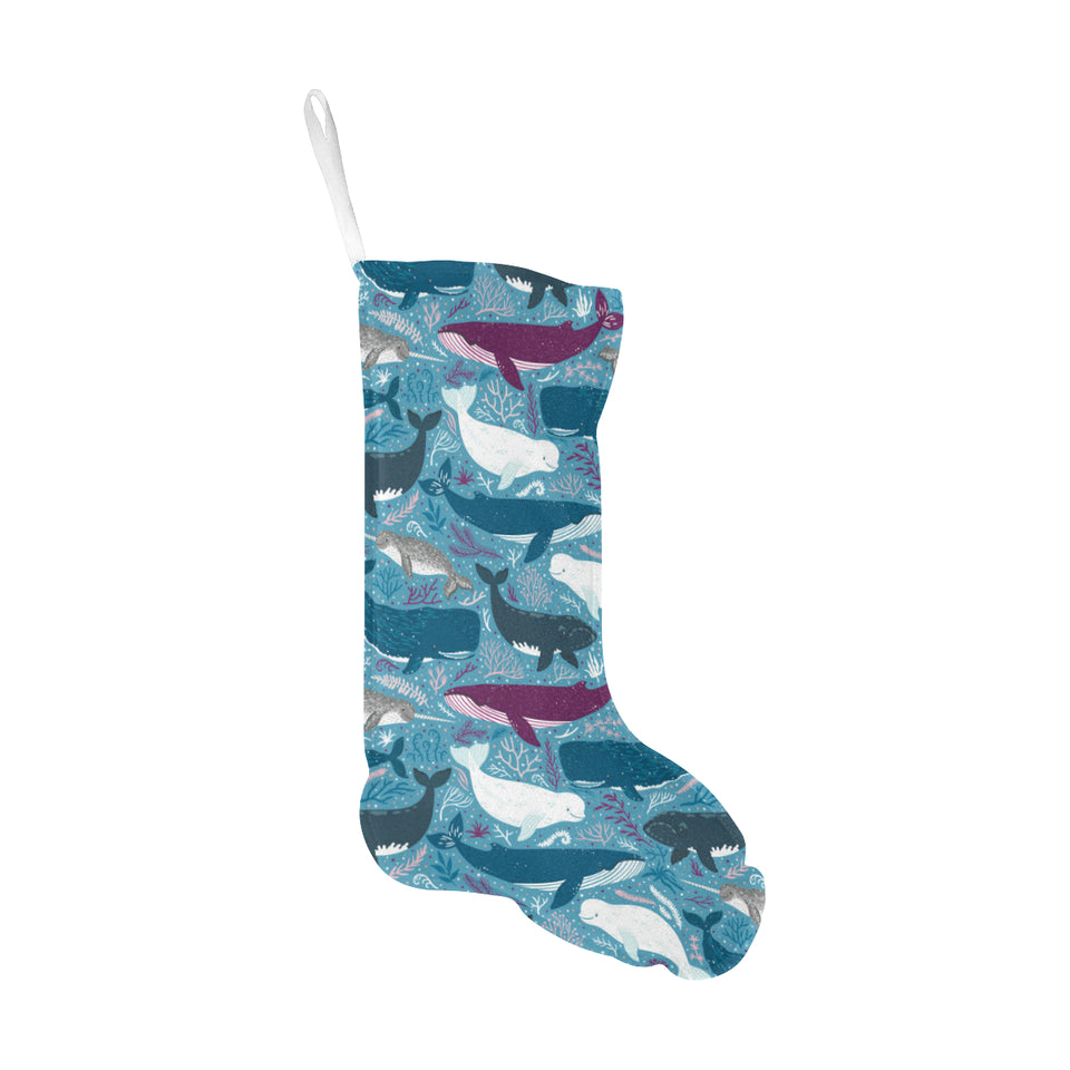 Whale design pattern Christmas Stocking