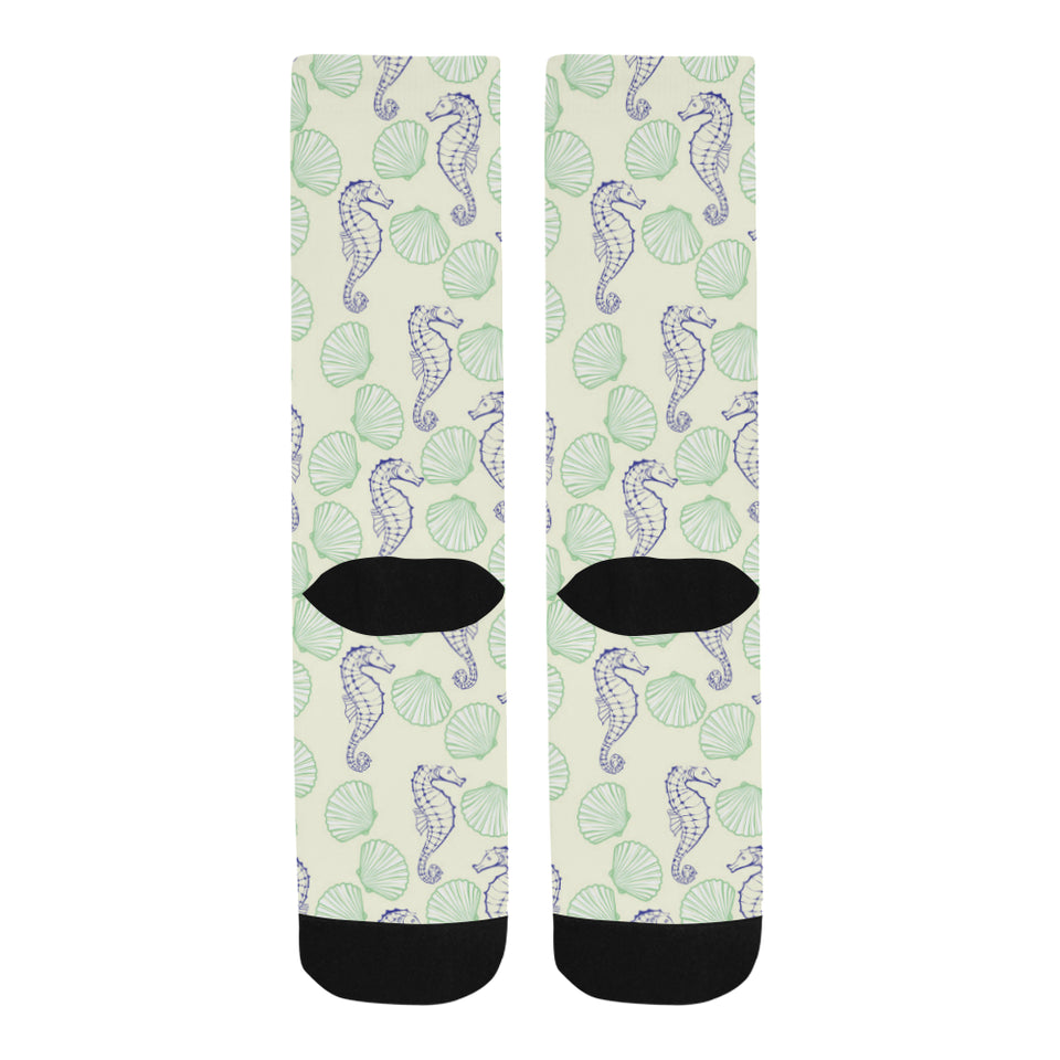 Seahorse shell pattern Crew Socks