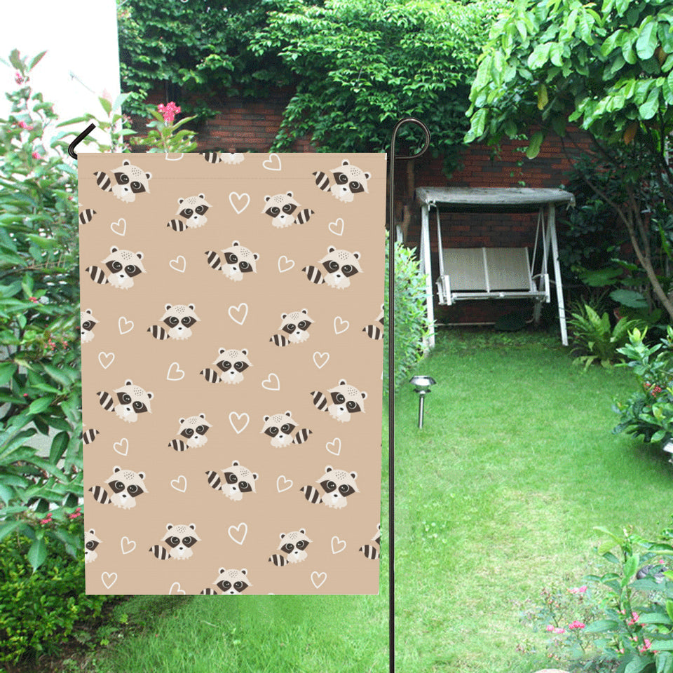 Cute raccoon heart pattern House Flag Garden Flag