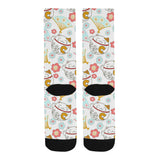 Maneki neko cat fan sakura Crew Socks