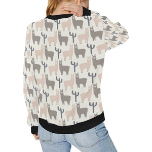 Llama Alpaca pattern Women's Crew Neck Sweatshirt