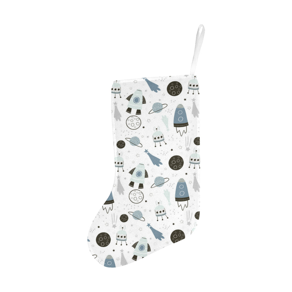 Hand drawn space elements space rocket star planet Christmas Stocking