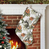 Monkey red hibiscus flower palm leaves floral patt Christmas Stocking