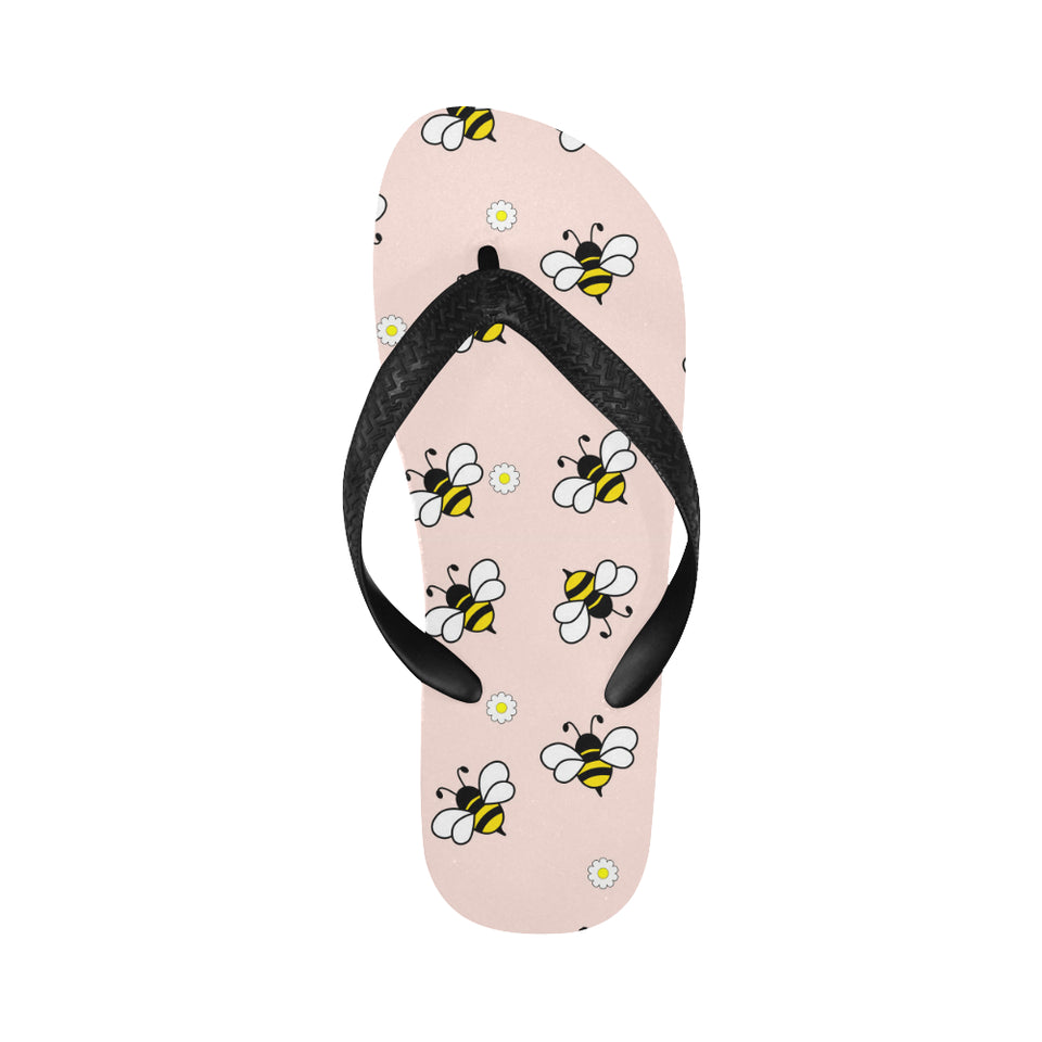 Cute bee flower pattern pink background Unisex Flip Flops