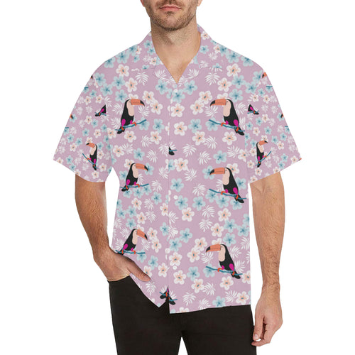 Beautiful toucan flower leaves Men's All Over Print Hawaiian Shirt