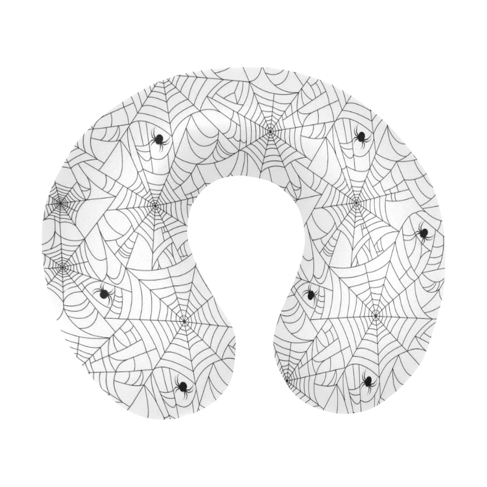 Spider web cobweb pattern white background U-Shaped Travel Neck Pillow