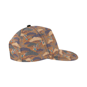 Bonsai bamboo stork japanese pattern brown theme All Over Print Snapback Cap