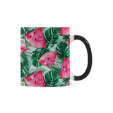 Watermelons tropical palm leaves pattern Morphing Mug Heat Changing Mug