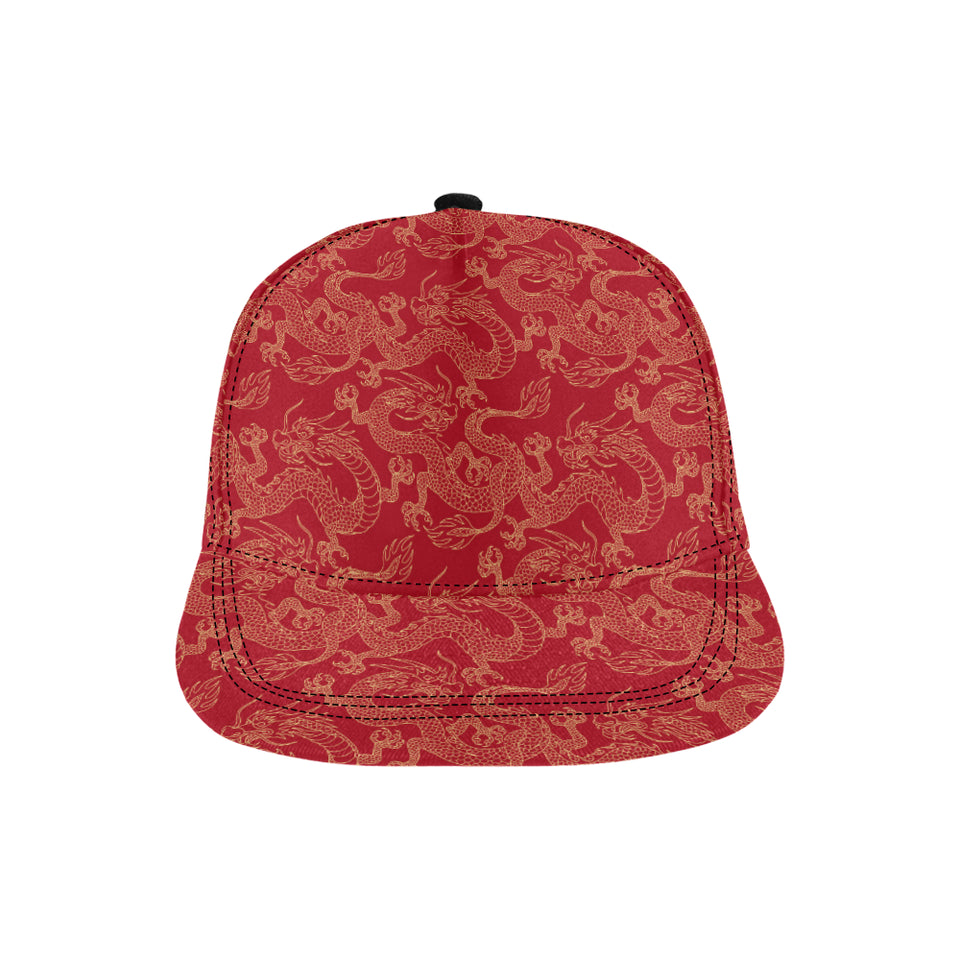 Gold dragons red background All Over Print Snapback Cap