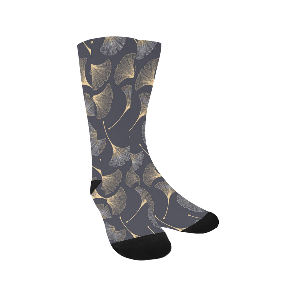 Gold ginkgo leaves Crew Socks