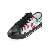 cherry pattern white background Kids' Boys' Girls' Low Top Canvas Shoes Black