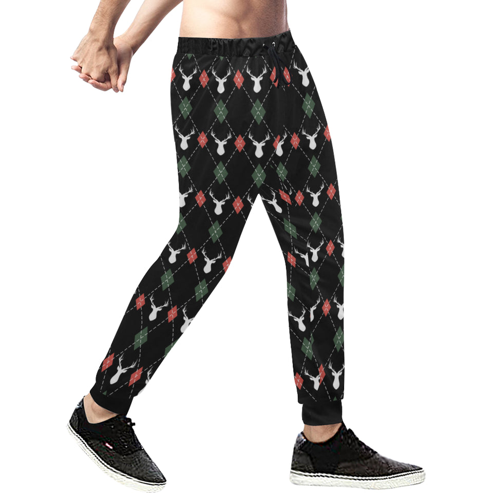 Deer Christmas new year pattern argyle Unisex Casual Sweatpants