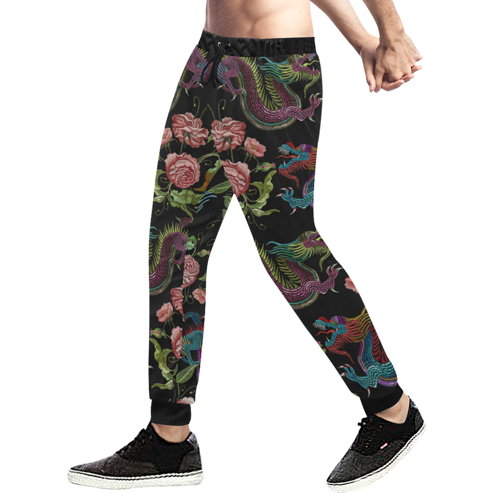 Dragons flower pattern Unisex Casual Sweatpants