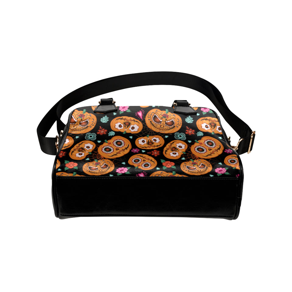 Pumpkin flowers spiderweb Halloween theme Shoulder Handbag