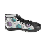 Bowling ball and pin gray background Women's High Top Canvas Shoes Black