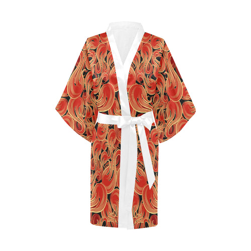 Fire flame pattern Women's Short Kimono Robe