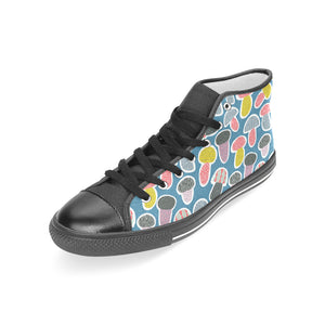 Colorful mushroom design pattern Women's High Top Canvas Shoes Black