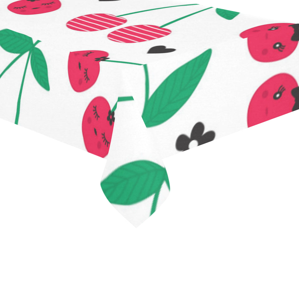 cherry pattern white background Tablecloth