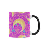Moon pink rose background Morphing Mug Heat Changing Mug