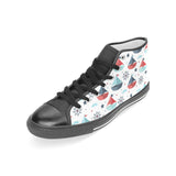 Cute color paper sailboat pattern Women's High Top Canvas Shoes Black