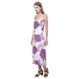 Cute Grape pattern V-Neck Open Fork Long Dress
